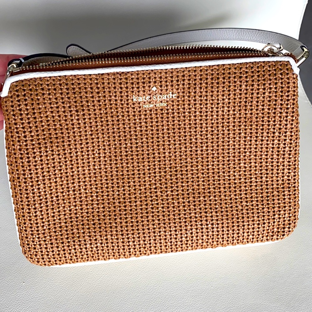 Kate Spade straw and leather crossbody summer bag